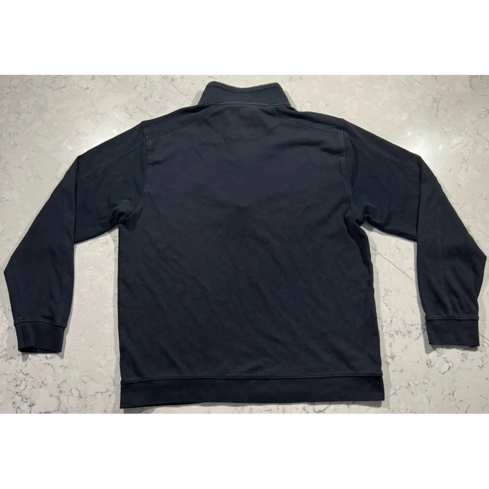 Greg Norman Mens Large Black Cotton Quarter Zip Pullover Mock Neck Golf Sweater